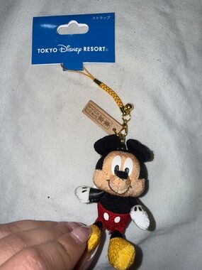 Disney Mickey Mouse Embroidered Plush Strap Keychain Phone Charm